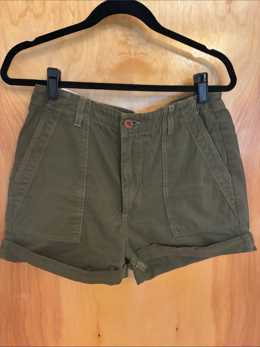 Reformation High-waisted Olive Green Utility Shorts